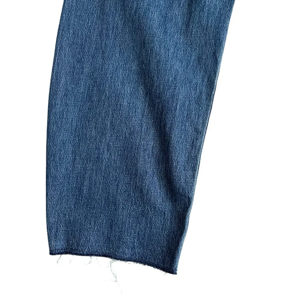 Old Navy  Baggy Barrel Leg Jeans Girls Size 12 Plus Medium Wash Raw Hem